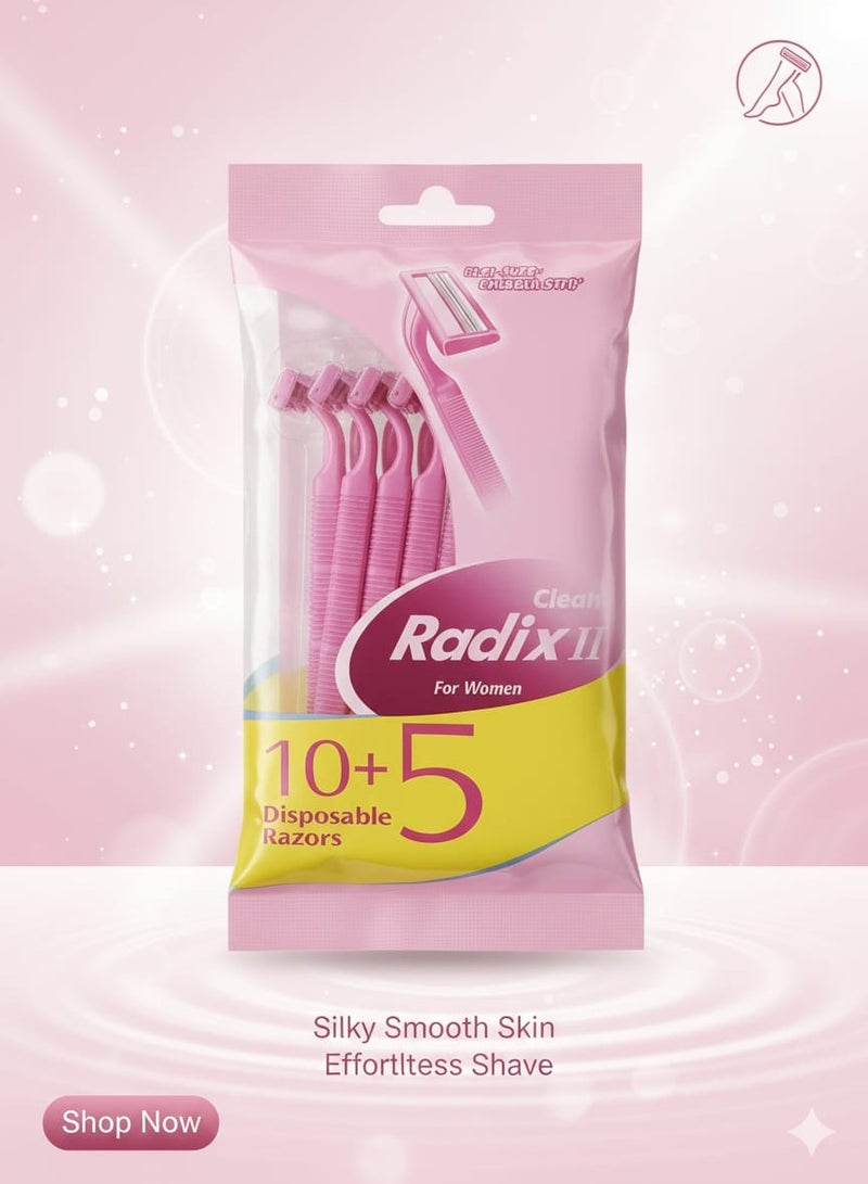 Radix Clean Razors for Women – Perfect Smoothness with 10+5 Offer (2 Packs) - Image 2